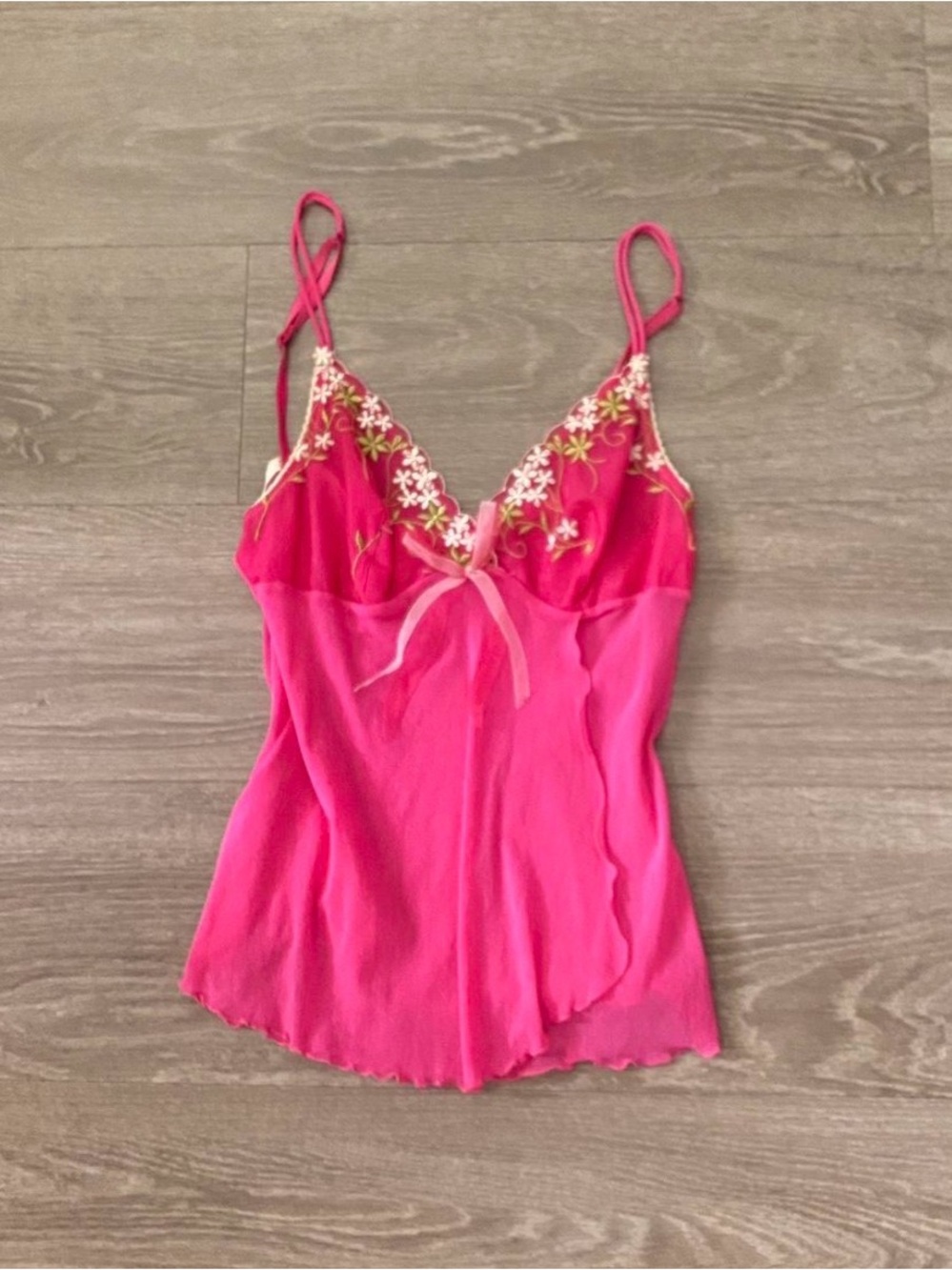 Victoria's Secret Hot Pink Floral Embroidered Camisole